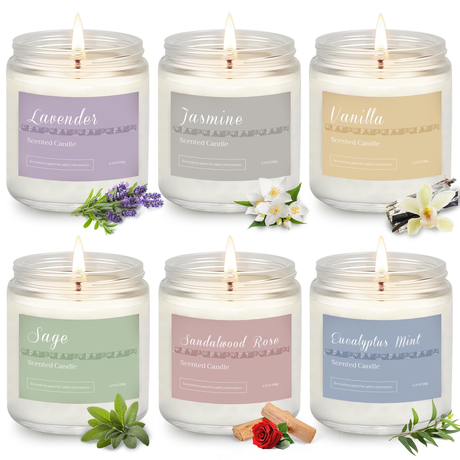 Serenity Glow 6-Piece Soy Candle Set