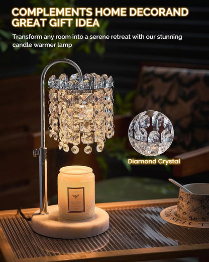 Crystal Candle Warmer Lamp Adjustable Dimmer Silver