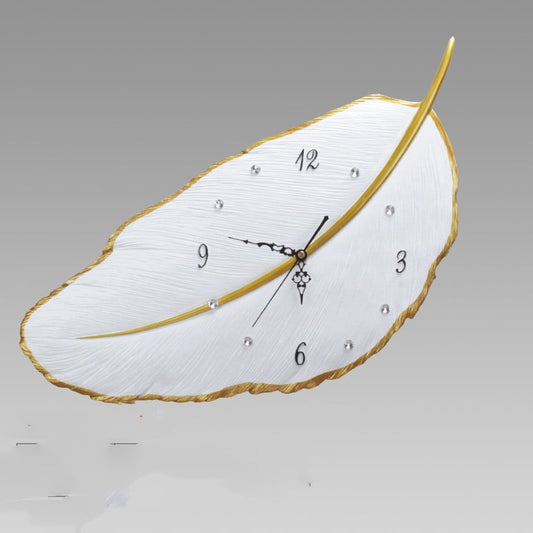 Golden Feather Wall Clock